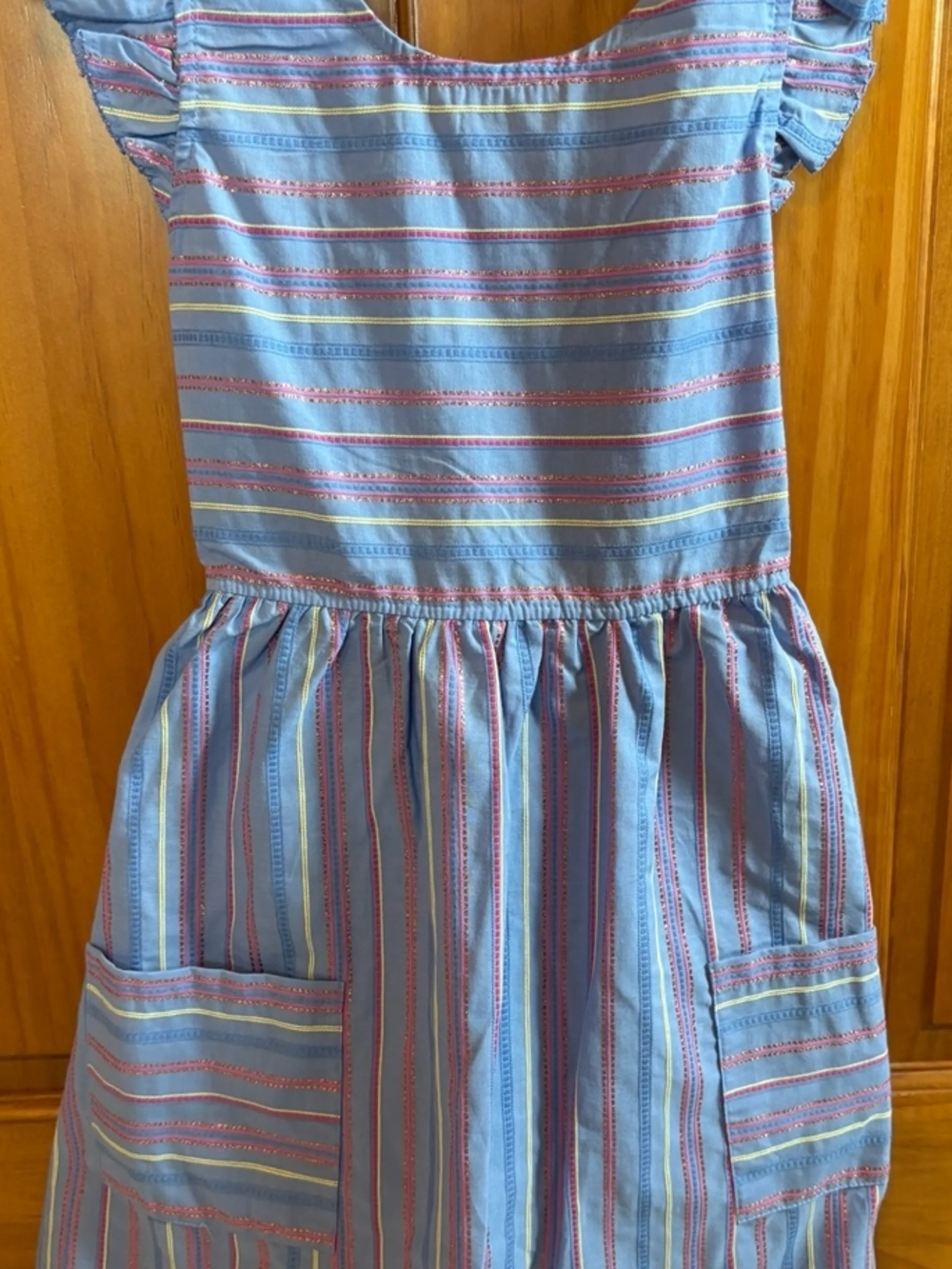 Vince Camuto Sz 10 Girls' Blue Striped Pocket Dress